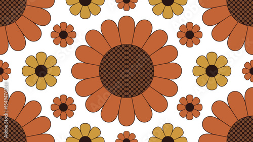 Seamless sunflower floral pattern with blooming yellow flowers and leafy garden design