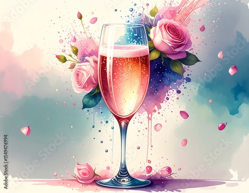 Generated image : coupe de vin rosé