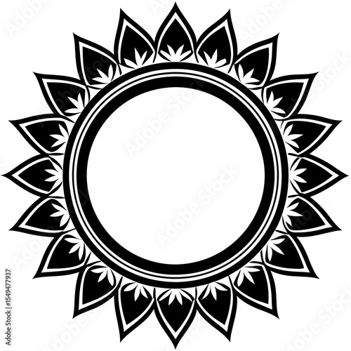 Floral mandala circle frame isolated on white background