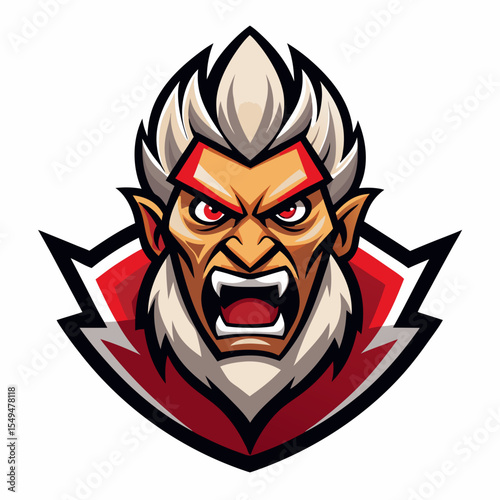 Scary vampire with fangs isolated on white background