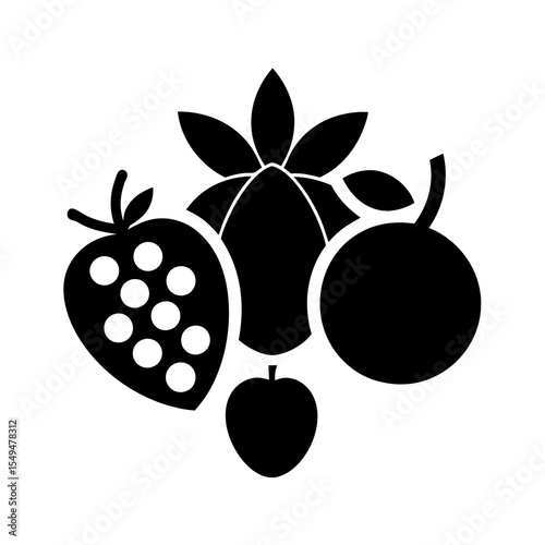 Assortment of fruits isolated on white background