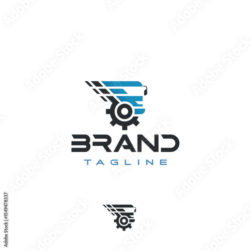 Truck transportation spare parts transport repair vector logo