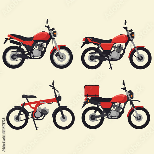 set minimalist vector illustration of classic underbone motorcycles