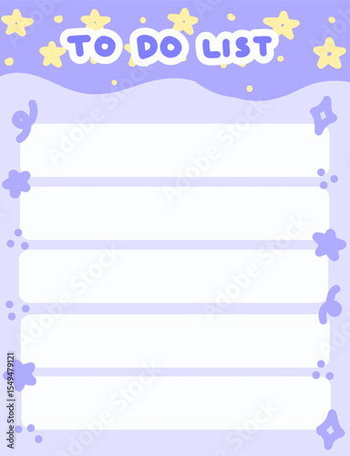 Cute Pastel To Do List Template with Stars and Purple Background