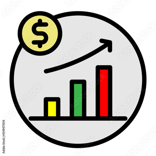 Sales Growth Tracker Vector Filled Icon Design