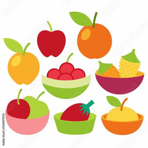 Fruit Dessert Collection: A vibrant assortment of delectable fruit desserts, each artfully arranged and inviting the senses. A visual feast for the eye and the palate.