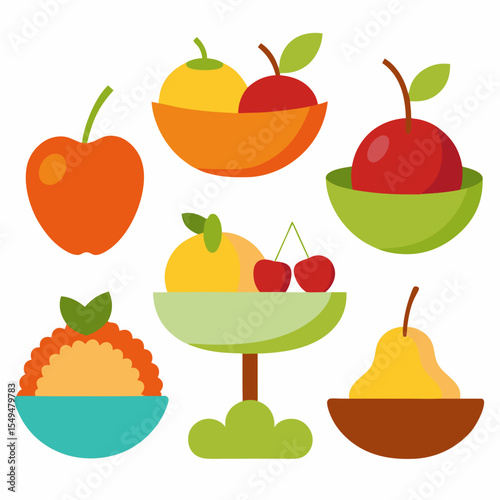 Fruit Dessert Collection: A vibrant assortment of delectable fruit desserts, each artfully arranged and inviting the senses. A visual feast for the eye and the palate.