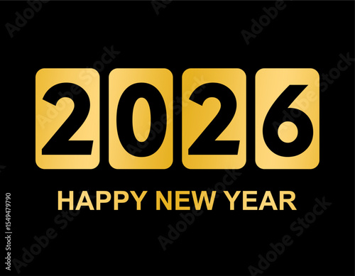 Happy new year 2026 background design for greeting card banner poster number 2026