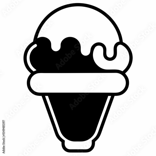 Ice cream cone with scoop isolated on white background