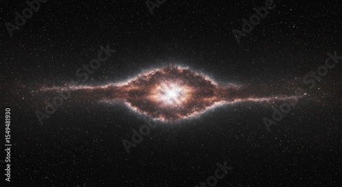 Cosmic Nebula with Bright Center Surrounded by Stars in Deep Space