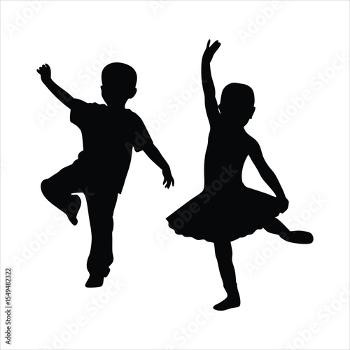 Elegant Couple Dancing Silhouette - Latin Ballroom Dance Vector