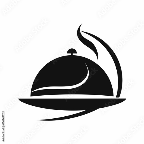 Food platter with dome cover isolated on white background