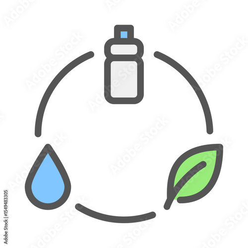 Waste type filled outline icon. organic and inorganic trash color line illustration.