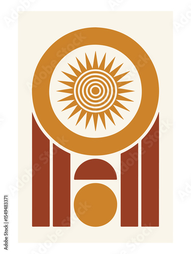 Solar Echo - Abstract Boho Wall Art Vector, Retro home decor illustration, minimalist Wall art
