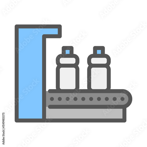 manufacturing process filled outline icon. recycled product color line illustration.