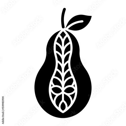 Pear cut in half isolated on white background