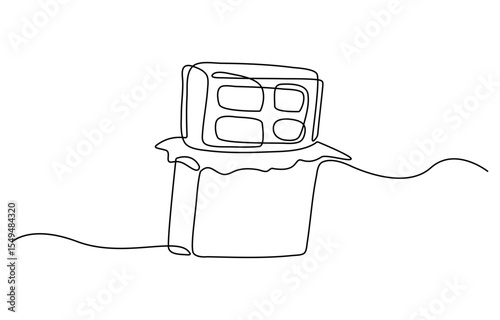 Minimalist one line drawing of a chocolate bar, blending simplicity with sweet indulgence in design. Vector Illustration.