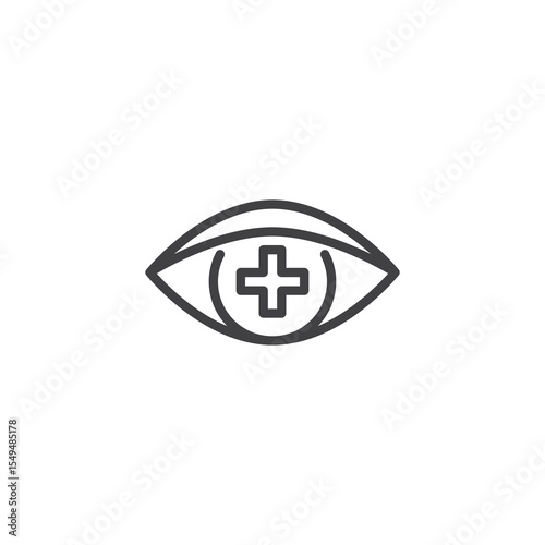 Eye with medical cross line icon