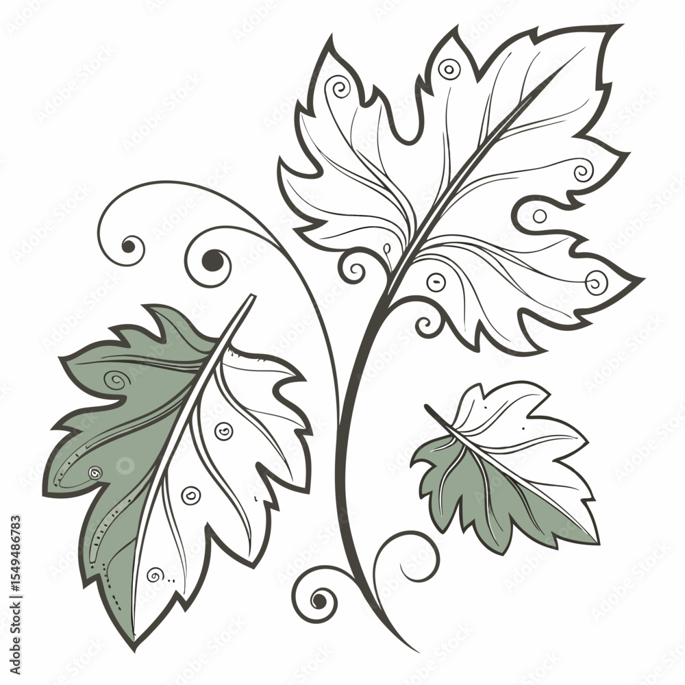 Obraz premium Ornate Decorative Leaves Design