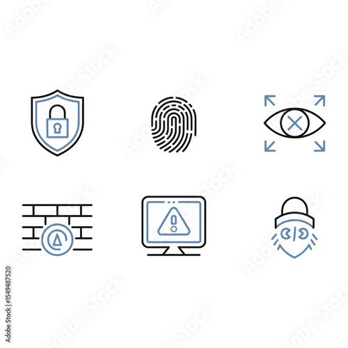 Secure data and privacy protection icons representing network security and authentication