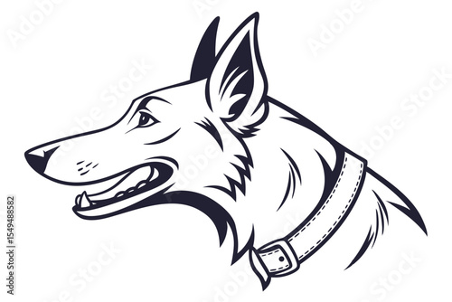 Expressive monochrome shows happy papillon dog enclosed inside an oval frame