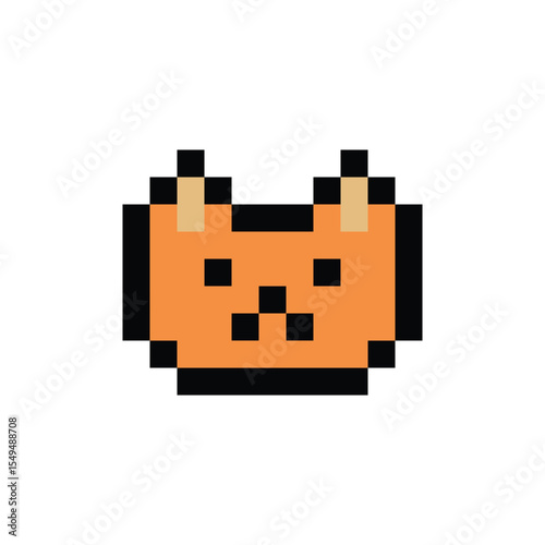 Cute pixel cartoon 8bit character orange cat kitty decoration cat 8 bit ginger cat kitten game character png vector.