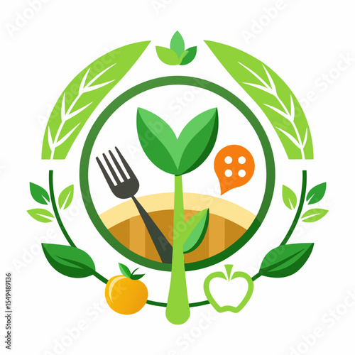 Healthy Food Logo with Farm Fresh Produce