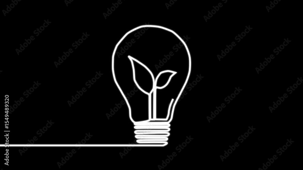 Neon light bulb icon with animation on ISOLATED . Neon light digital bulb icon animation. Glowing neon lightning bulb icon. Neon light bulb icon animated, black background