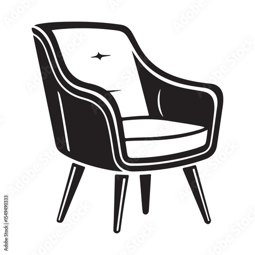 Black leather armchair isolated on white background stylish vintage furniture seat for home or office interior design