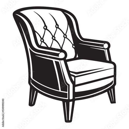 Vintage wooden armchair isolated on white background vector illustration