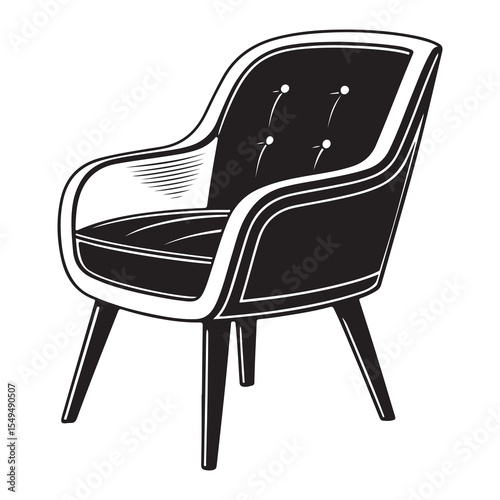Black leather office armchair with modern design isolated on white background