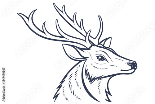 Elegant black and white deer with floral ornamental circle showcases majestic symmetrical pattern