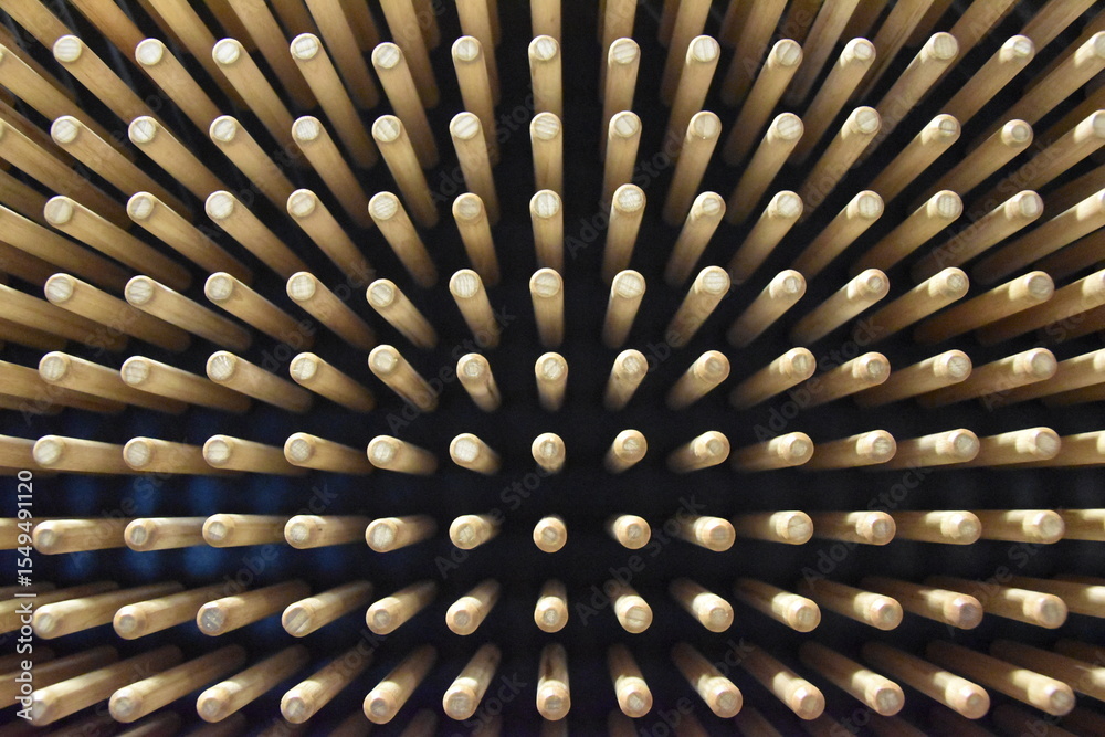 Φωτογραφία Unique Abstract View of Wooden Sticks Arranged in a rectangular pattern on black