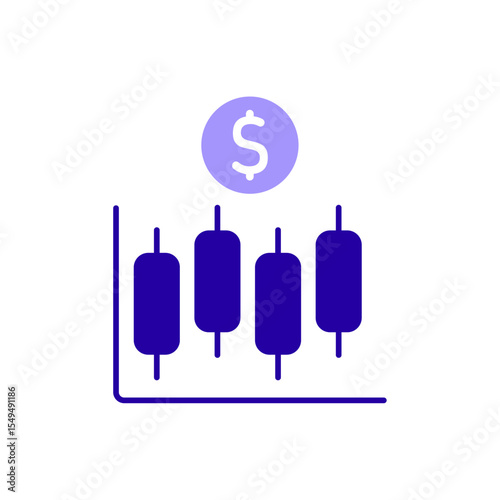 Icon a candlestick chart, isolated against a clean background.