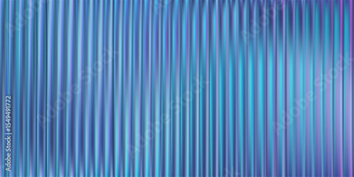 Ribbed glass background with abstract pattern and line detail in 3D gradient. Blur effect creates a wall of metal and blue wave light. Premium transparent surface vector design.