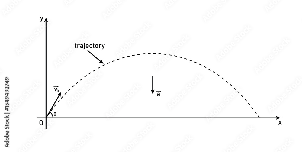 Fotografie Trajectory of Projectile Motion in Physics.