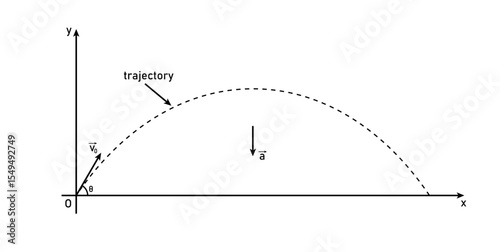 Trajectory of Projectile Motion in Physics.