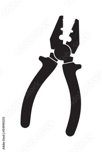 Black Pliers Tool Silhouette for Repair and Construction