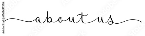 ABOUT US black vector brush calligraphy banner with swashes