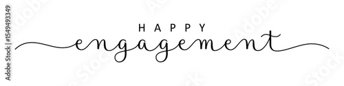 HAPPY ENGAGEMENT black vector brush calligraphy banner with swashes