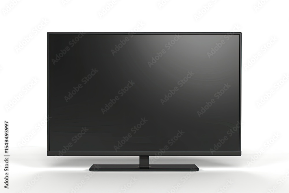 Flawless Visual of 8K Resolution Black Tv with Stand on White Background Flawless Visual of 8K Resolution Black Tv with Stand on White Background