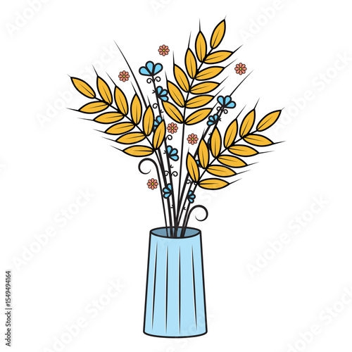 Botanical autumn bouquet of wheat ears