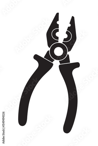 Black Pliers Tool Silhouette for Repair and Construction