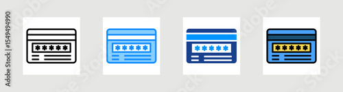 Card Security Code Icon Collection Set Multiple Style