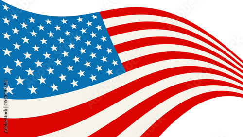 American flag waving illustration for independence day patriotic background