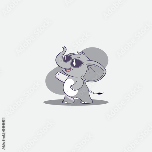 Cute Elephant in Sunglasses, a Cartoon Illustration