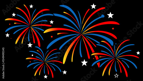Fireworks display vector illustration for new year eve or th of july celebration