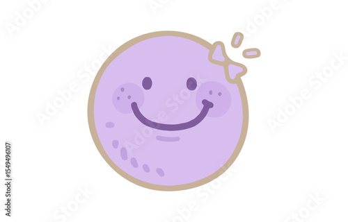 Cute Purple Cookie with a Bow and a Smile on a White Background for Kids Illustration cartoon illustration