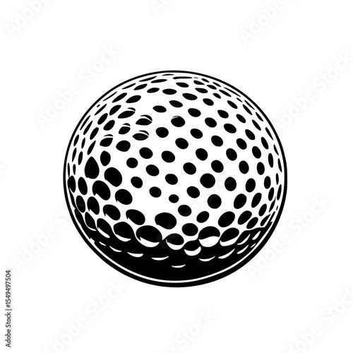 Black icon depicting a golf ball design featuring distinct dimples, used often in sports graphics or digital artwork