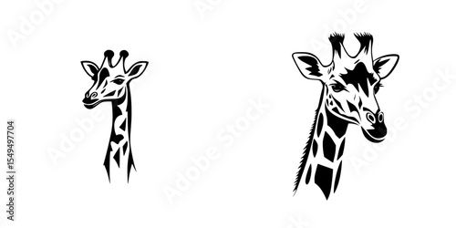Artistic black icons of giraffes showcasing their unique features and elegance in a minimalist design